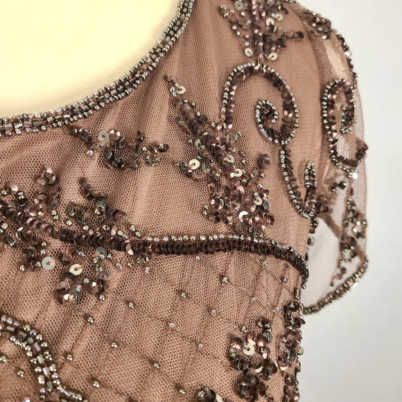 Pisarro Nights Beaded Gown 10 Embellished Mauve Purple Mother Of The Bride FLAW - Picture 7 of 16